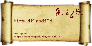Hirs Árpád névjegykártya